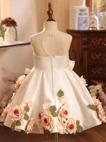 Children's Appliques Evening Gown Wedding Birthday Party Flower Girl Dress - Picture 5 of 14