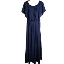 Show Me Your MuMu Blue Off The Shoulder Ruffled Maxi Long Dress Size XXL Bridal