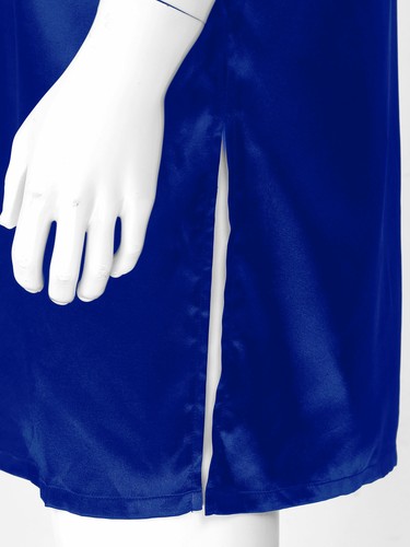 Men's Women Satin T-Shirts V Neck Short Sleeve Soft Loose Pajamas Tops Nightwear - Picture 36 of 66