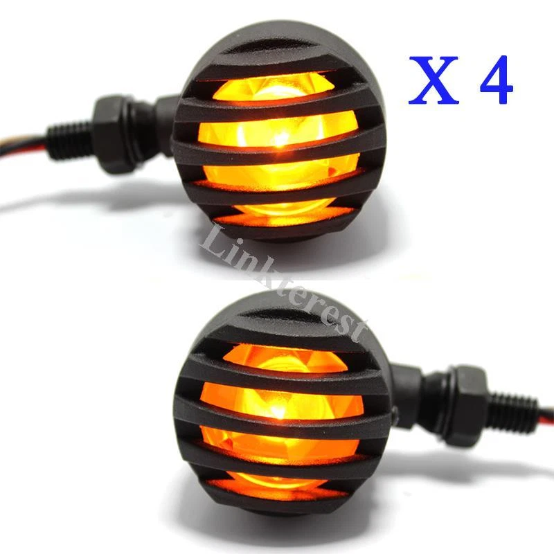 4x Black Front Rear Motorcycle Bobber Cafe Racer ATV Turn Signal Indicator Light - Image 2 of 4