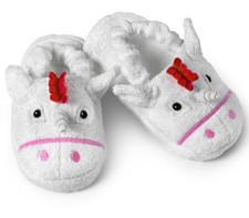Zapatillas de felpa blancas UNICORNIO 100 % algodón con honda trasera 2-4 años o 4-6 años
