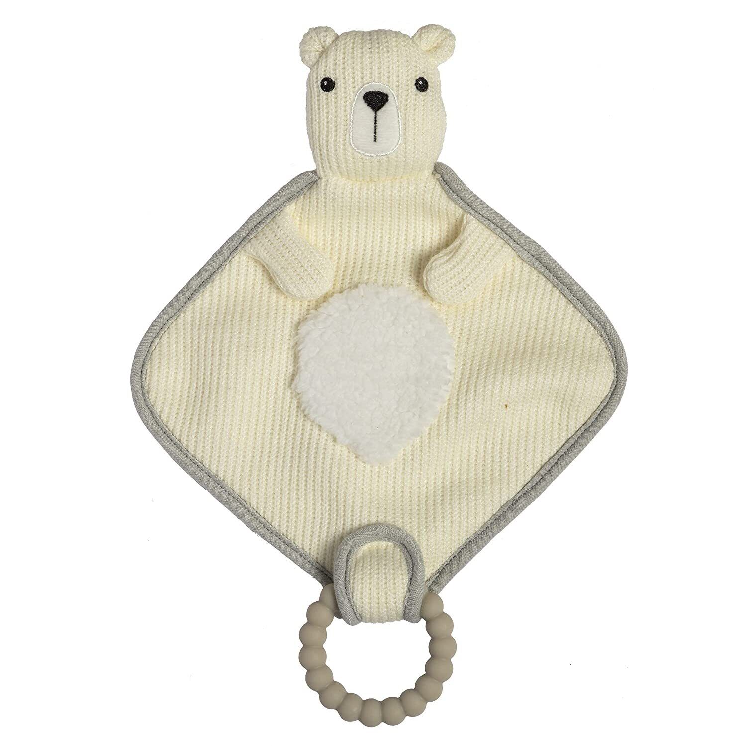 Mary Meyer Knitted Nursery Lovey with Silicone Teether, 10-Inches, Polar Bear