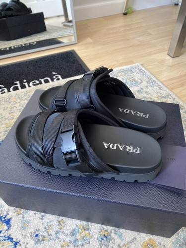 Prada Men's Fusbett Nastro Strappy Buckle Lug-Sole Slides Brand New Size 6  US | eBay