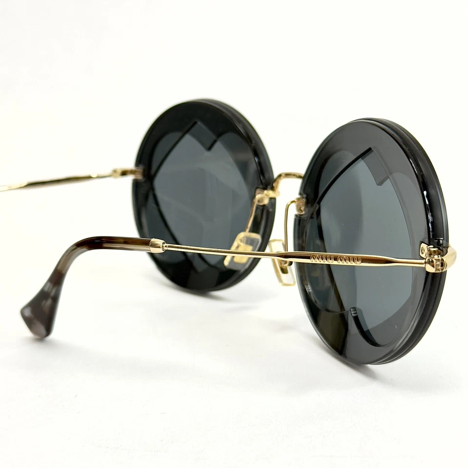 MIU MIU 01S Overlapping Game Gold Black Mirror Round Heart Sunglasses Mu01SS - Image 2 of 4