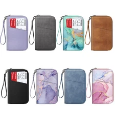 Family Travel Wallet Passport Holder RFID Blocking Document Organizer Bag Case