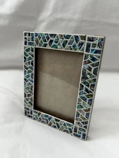 Egyptian Wood Paua Shell Inlaid Handmade Picture Frame 7" X 5.25" # 1570 Wow.