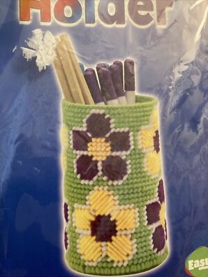Easy Whim DIY Flowery Pencil Holder plastic canvas needlepoint kit