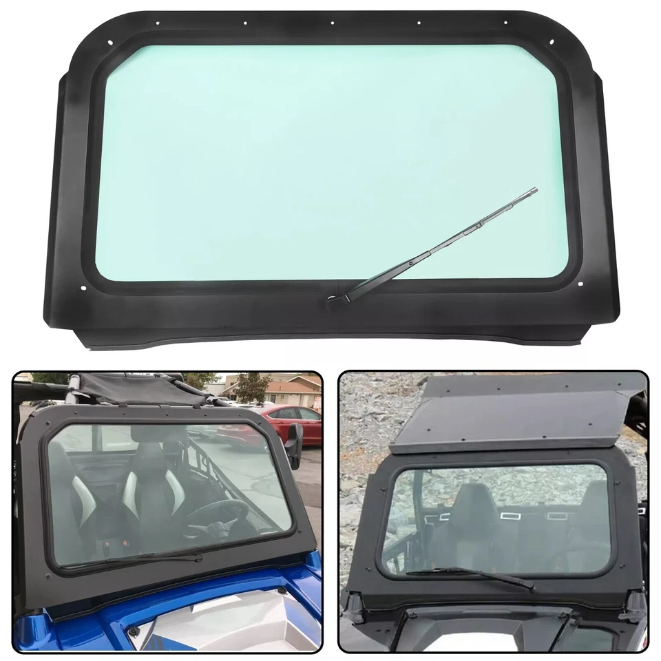 For 08-14 Polaris RZR 570, 800, XP 900 Full Glass Windshield with Wiper Black - Image 3 of 4