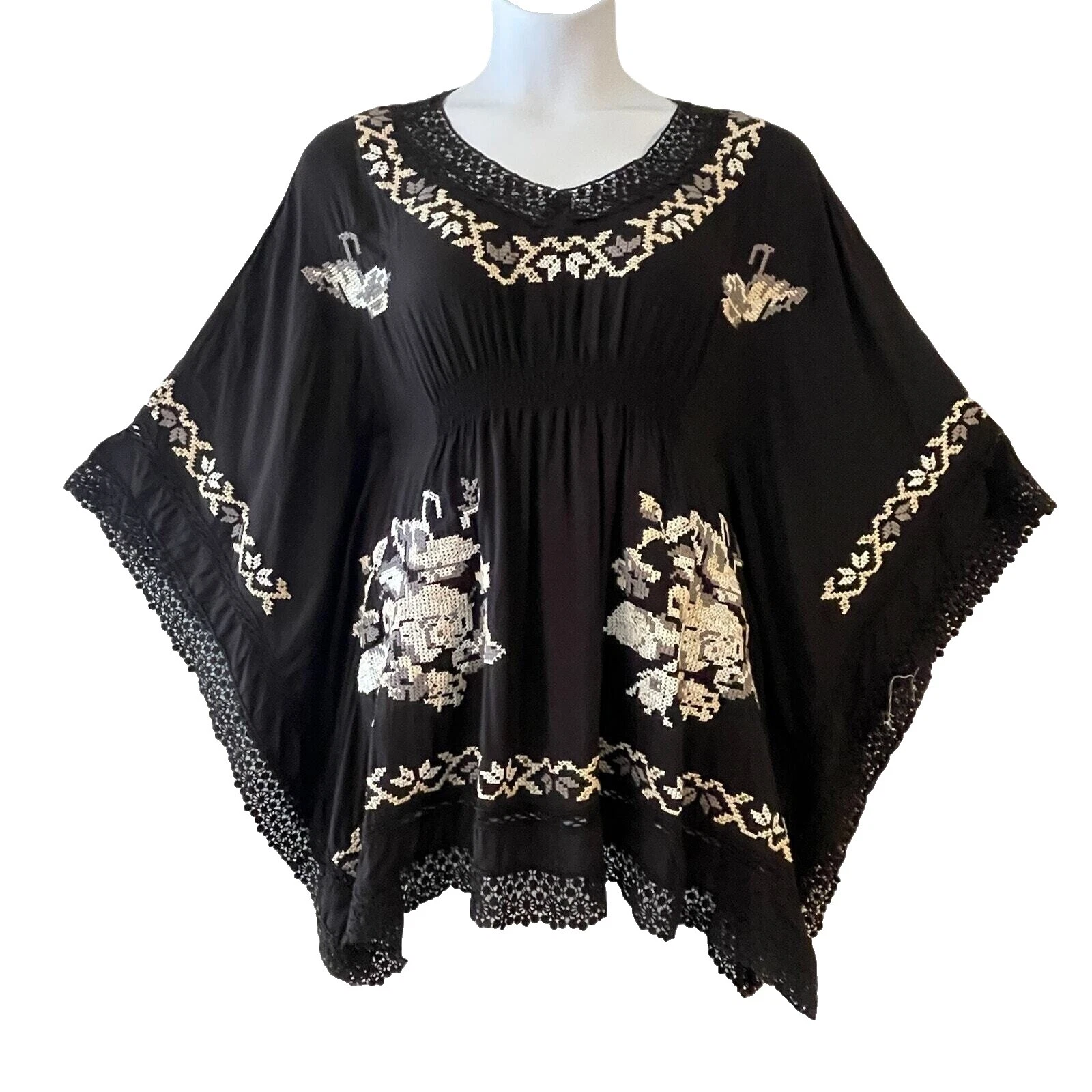 Embroidered Tops for Women with Elastic Waist