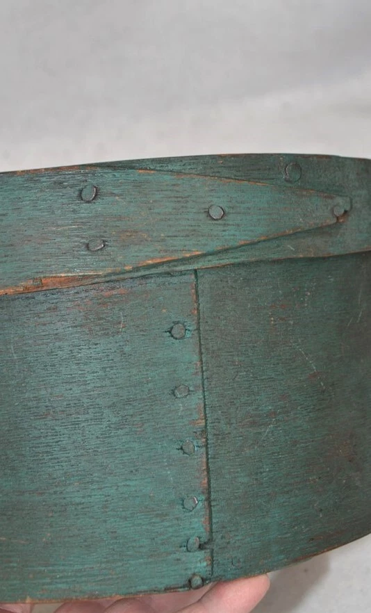 caja despensa antigua pintura verde azulado 9,5x5,25 original 19 1800 Foto 2 de 4