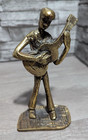 7.25" Bronze Metal Guitar Player Art Sculpture Figurine Statue Musician Serenade