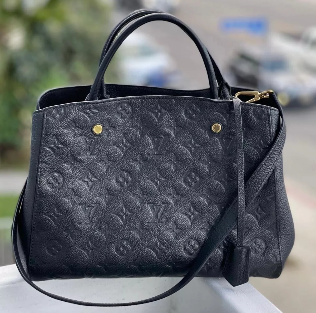 Louis Vuitton Montaigne Shoulder Bag MM Black Leather