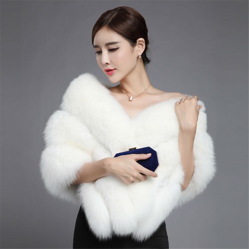 Echt Fuchspelz Schal Halstuch Braut Hochzeit Party Halstuch Stola Poncho Achselzucken Cape Bolero - Bild 12 von 15