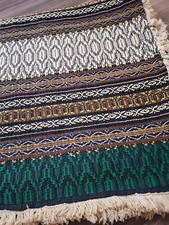 Vintage Gorgeous Woven Cotton Blanket/Tapestry/Rug 88 x 60"