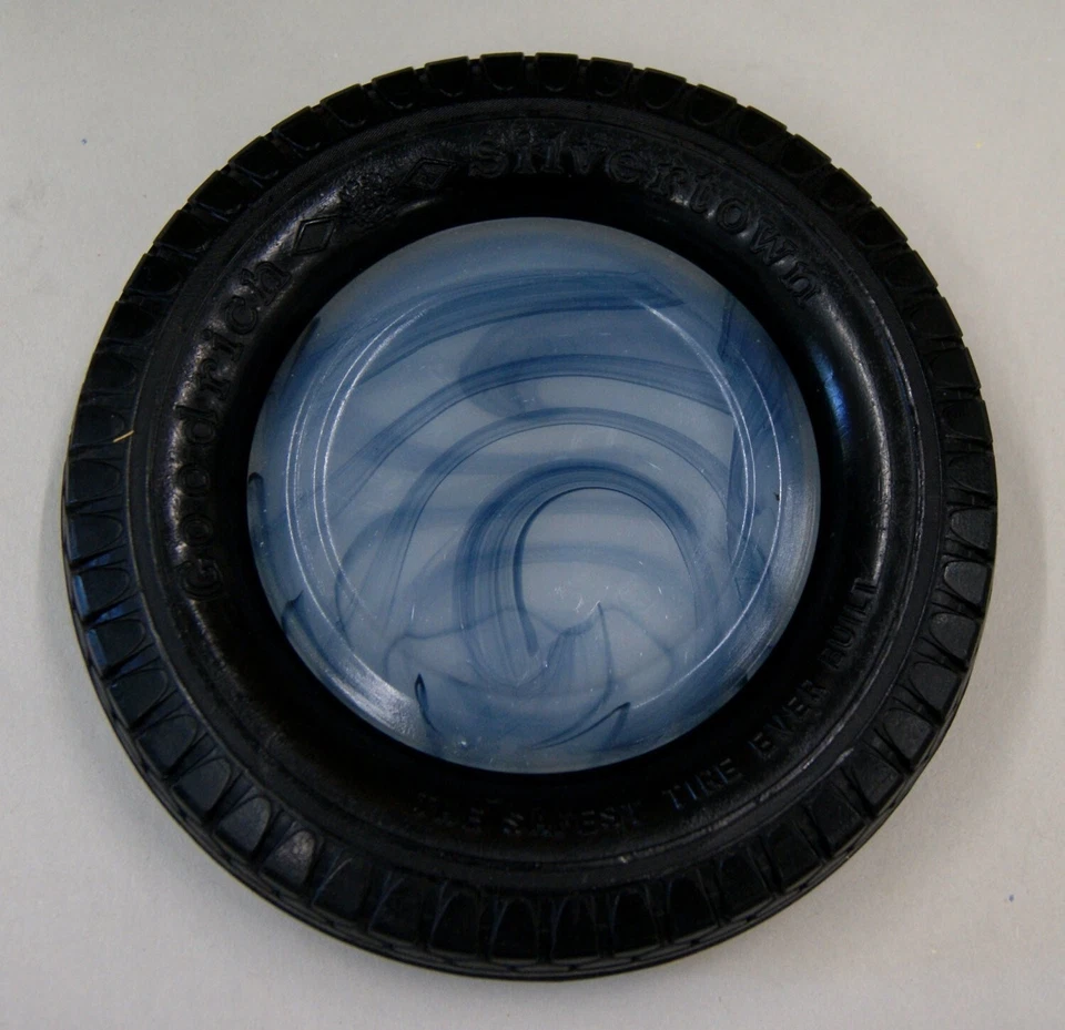 Cenicero publicitario Goodrich 6,5" Silvertown para neumáticos escoria leche remolino vidrio, SH6015 Foto 3 de 3