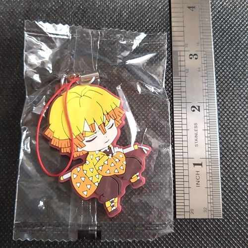 Zenitsu Agatsuma Demon Slayer RUBBER KEYCHAIN Mascot Strap Anime - Picture 3 of 5