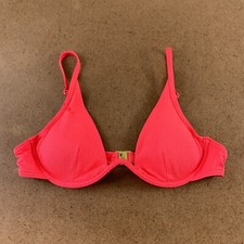 New Look Women's Size 36B Bright Coral Knit Underwire Bikini Swim Top New Flaw