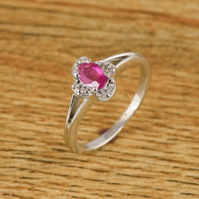 Oval Cut Natural Ruby Diamond 925 Sterling Silver Ring Women Jewelry