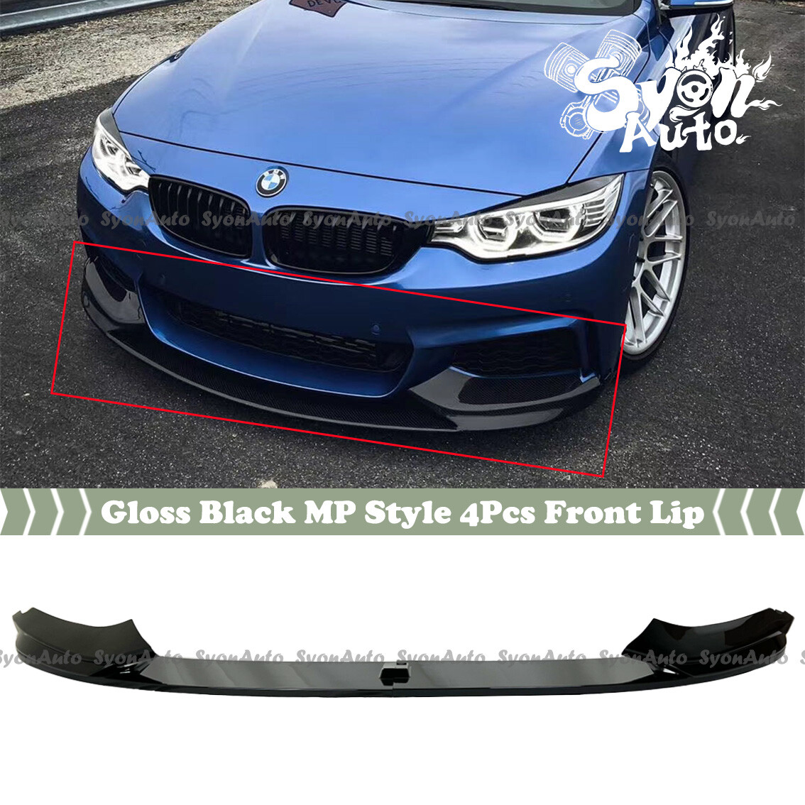 FITS 2014-2020 BMW 4 SERIES F32 F36 GLOSSY BLACK MP STYLE 4 PCS
