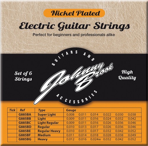 Johnny Brook Nickel Plated Electric Guitar Strings Set of 6 Various Gauges - Picture 5 of 5