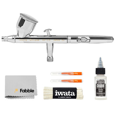 Iwata Medea Eclipse Hp-Cs Gravity Feed Airbrush + Airbrush Cleaning Kit + Cloth