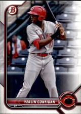LOT OF 20 2022 BOWMAN DRAFT BASE PROSPECT BD199 YERLIN CONFIDAN REDS