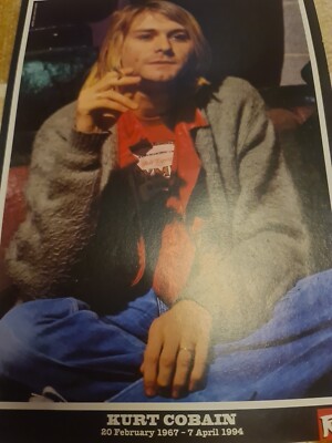 Vintage KURT COBAIN NIRVANA TRIBUTE R.I.P A4 POSTER RAW MAGAZINE CLIPPING 