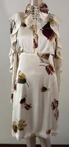 Gucci Frida Giannini 2007 Runway Silk Dress Size 40 Ruffle Sleeve - Picture 2 of 17