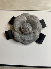 Camellia Flower Brooch Pin With Bow New Handmade Gray
