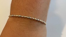 TRI - COLOR WHITE/ YELOW / ROSE / ITALIAN BANGLE BRACELET 925 STERLING SILVER 