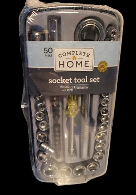 Complete Home 50 piece Socket Tool Set Contains 1/4'' & 3/8'' Drives  Sae & Metric