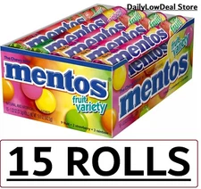 15 Rolls - Mentos Fruit Variety, 1.32 oz (Total 19.8 oz) FAST SHIP!!