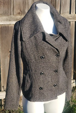 Element Sweat Shirt Weight Charcoal Double Breasted P-coat. Woman's Med.