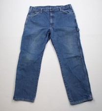 Vintage Y2K Dickies Mens 38x30 Faded Spell Out Wide Leg Dungaree Denim Jeans