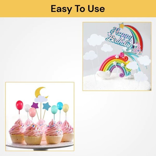 Unicorn Cake Topper Kit Birthday Banner Cloud Party Decoration Cake Wrappers Kit - Picture 8 of 10
