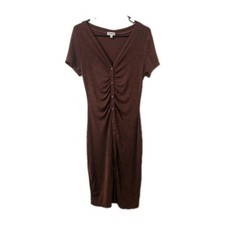 Love J Brown Button-Front Midi Dress