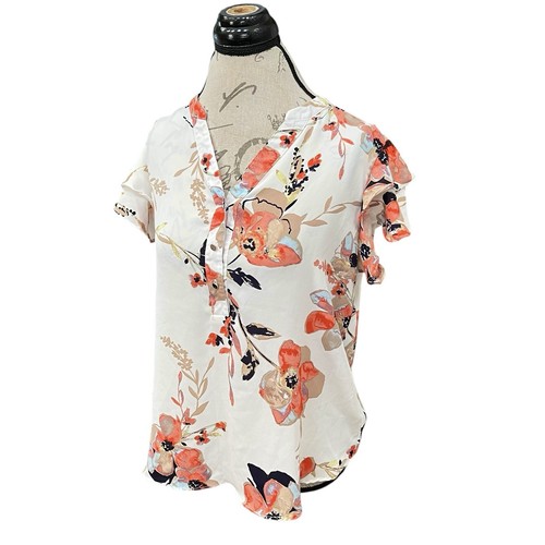 Zac & Rachel Damen Bluse Größe Petite Gr. PM Blumenmuster Kurzarm Flatter Modern - Bild 2 von 12