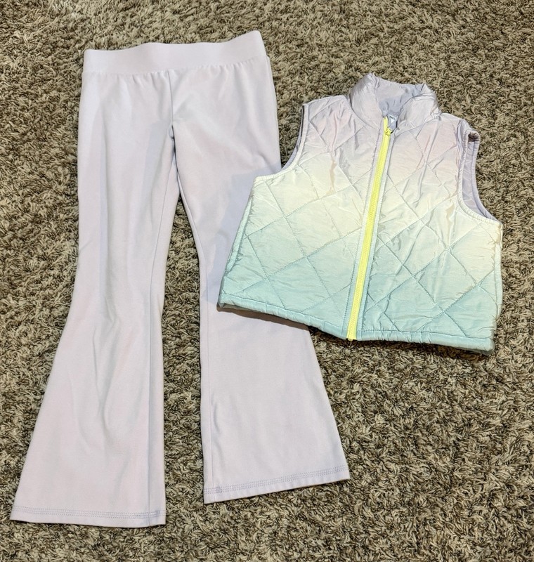 Carter's Girls 2pc Outfit Set 8/8A Purple Blue Ombre Quilted Zip Vest & Pants