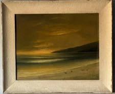 WARREN BALDWIN VINTAGE MODERN SEASCAPE LANDSCAPE OIL PAINTING OCEAN BEACH 1956