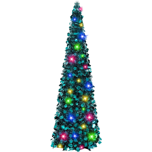 KüNstlicher Weihnachtsbaum Klappbar Mit Led-Beleuchtung GrüN 150Cm-image