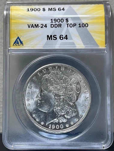 1900 Morgan SILVER Dollar ANACS MS64 DDR Arrows VAM 24