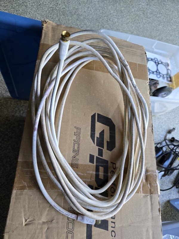 Twenty five Foot (25') White GE RG-6U 75Ω Coaxial Cable, used