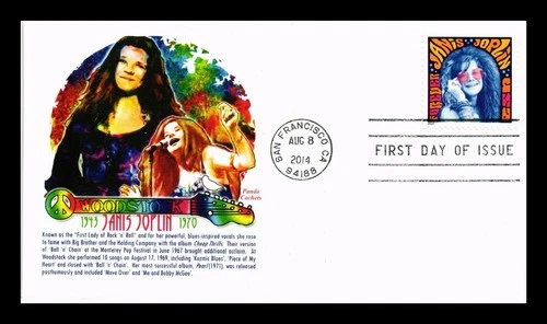 DR JIM STAMPS US COVER JANIS JOPLIN MUSIC ICONS FIRST DAY ISSUE PANDA CACHET