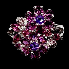 925 Sterling Silver Ring Marquise Rhodolite Garnet Amethyst Gemstone Jewelry 8