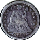 1853 ARROWS SEATED LIBERTY DIME - 90% SILVER - DLS 015