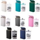 Vencier 60L Slim Laundry Hamper with Lid & Bamboo Trim