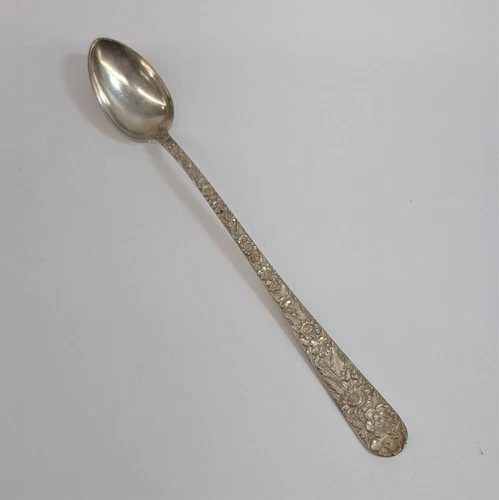 Antique S. Kirk & Son Repousse Sterling Silver Iced Tea Spoon No Mono 40g