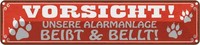 Blechschild 10X46 Cm Vorsicht Alarmsanlage BeißT Warnschild Hinweisschild Sicher