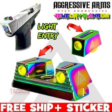 AGGRESSIVE ARMS RAINBOW STANDARD Height Sights GLOCK 17 19 22 23 43x FIBER OPTIC