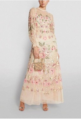 NEEDLE & THREAD Sz 8 US 12 UK Rosalie Beaded Floral Gown NWT
